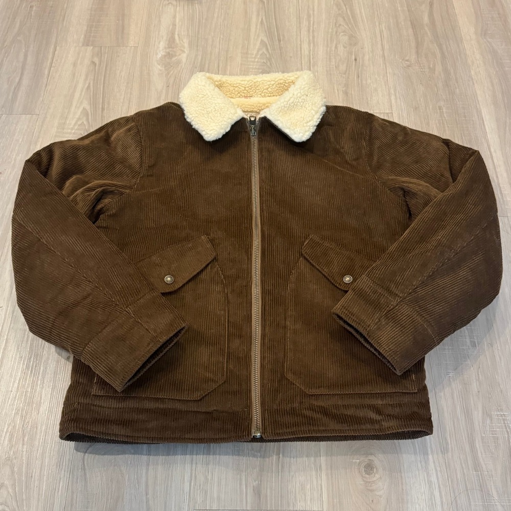 Schott NYC 8524 Corduroy Delivery Jacket Brown Sherpa Wool Lined Men's M NWT - Picture 2 of 8